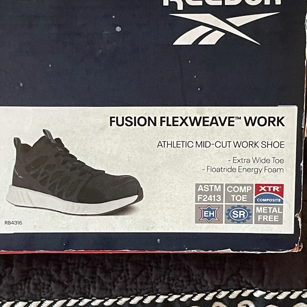 - Reebok work fusion‎ flex wave work compositive toe black/white shoes size…